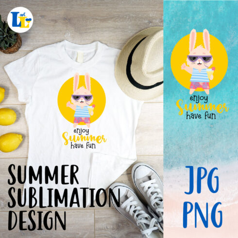 Cute Beach Bunny Have Fun Summer Sublimation Design Cover Image.