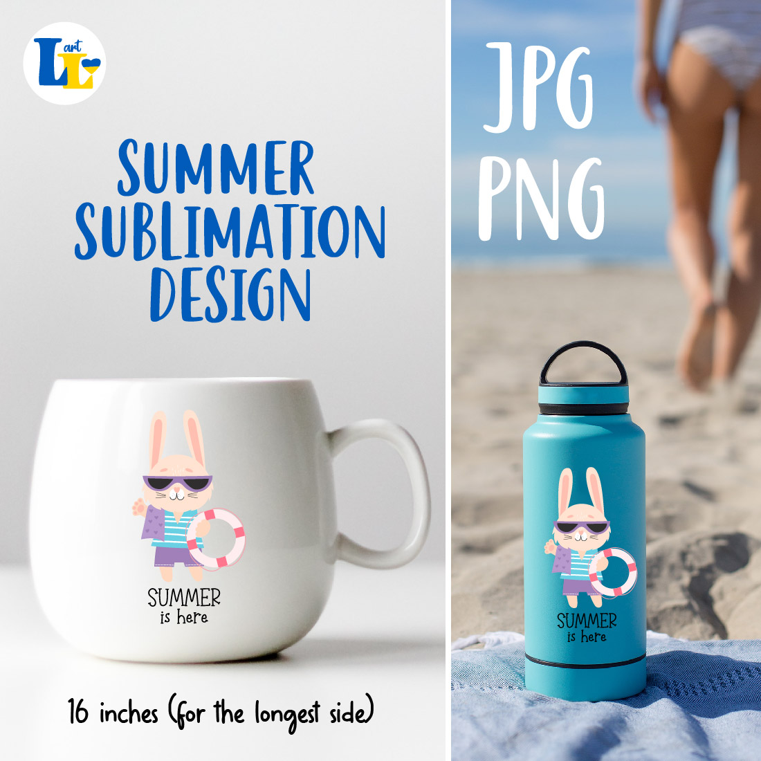 Cute Bunny Sailor Summer Sublimation Design Preview Image.