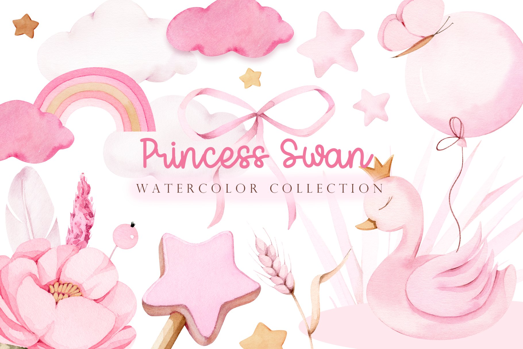 Cute pink swan collection for little girl.