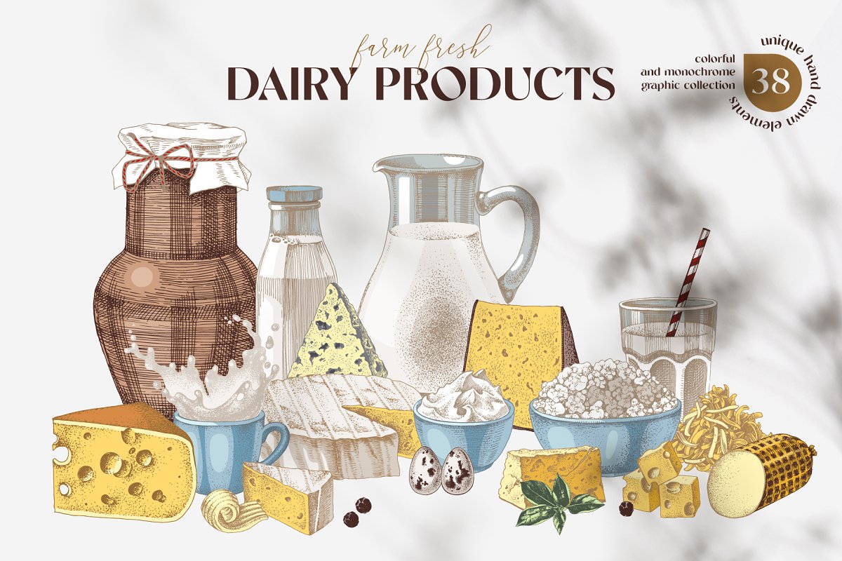 Cover image of Farm fresh dairy products collection.