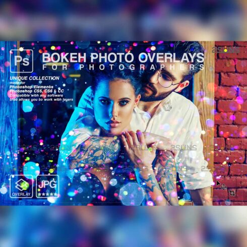 Sparkler Wedding Photoshop Overlay And Bokeh Light Cover Image.