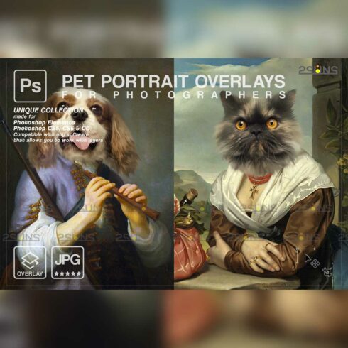 Oil Painting Royal Pet Portrait Templates Cover Image.
