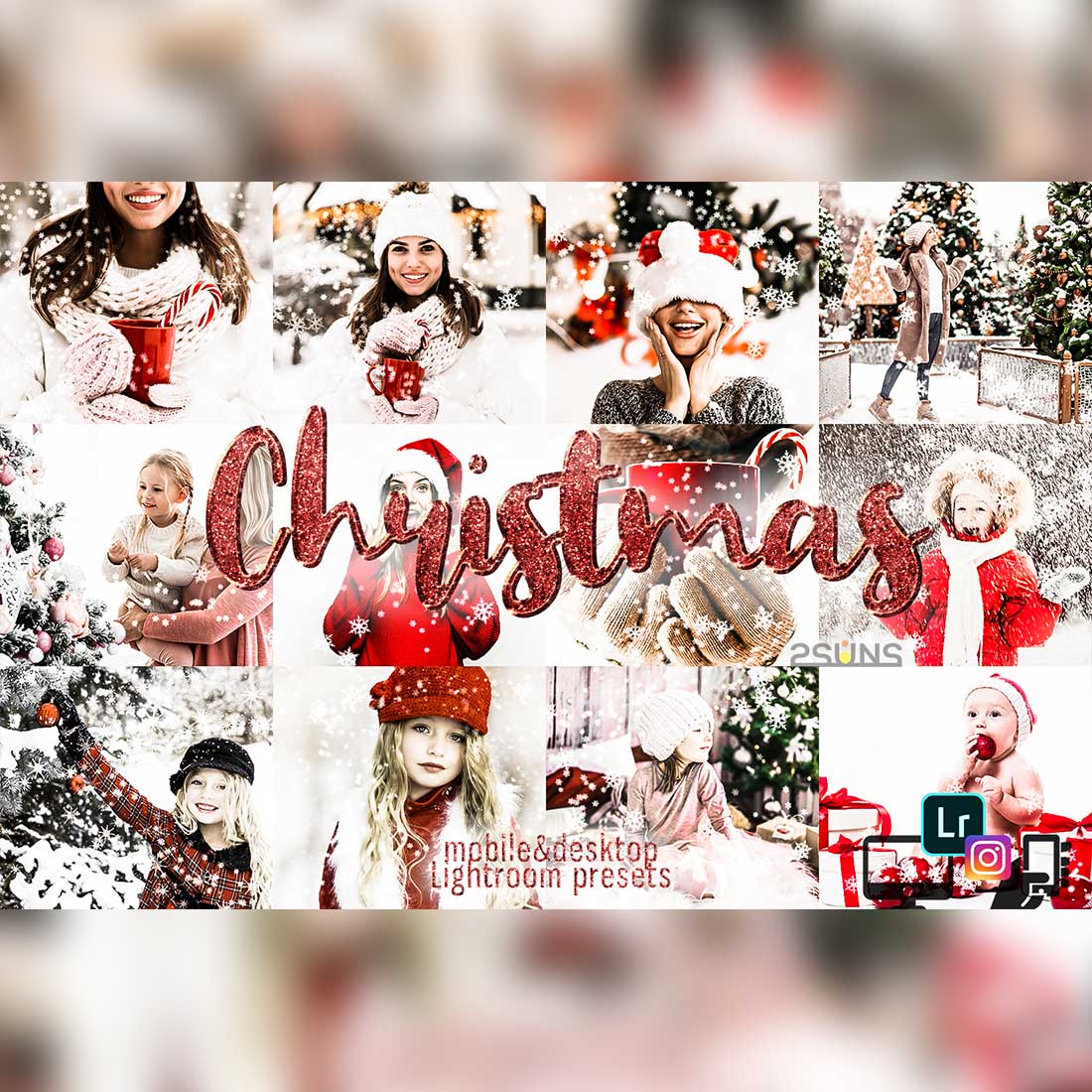 Bright Winter Christmas Lightroom Presets Cover Image.