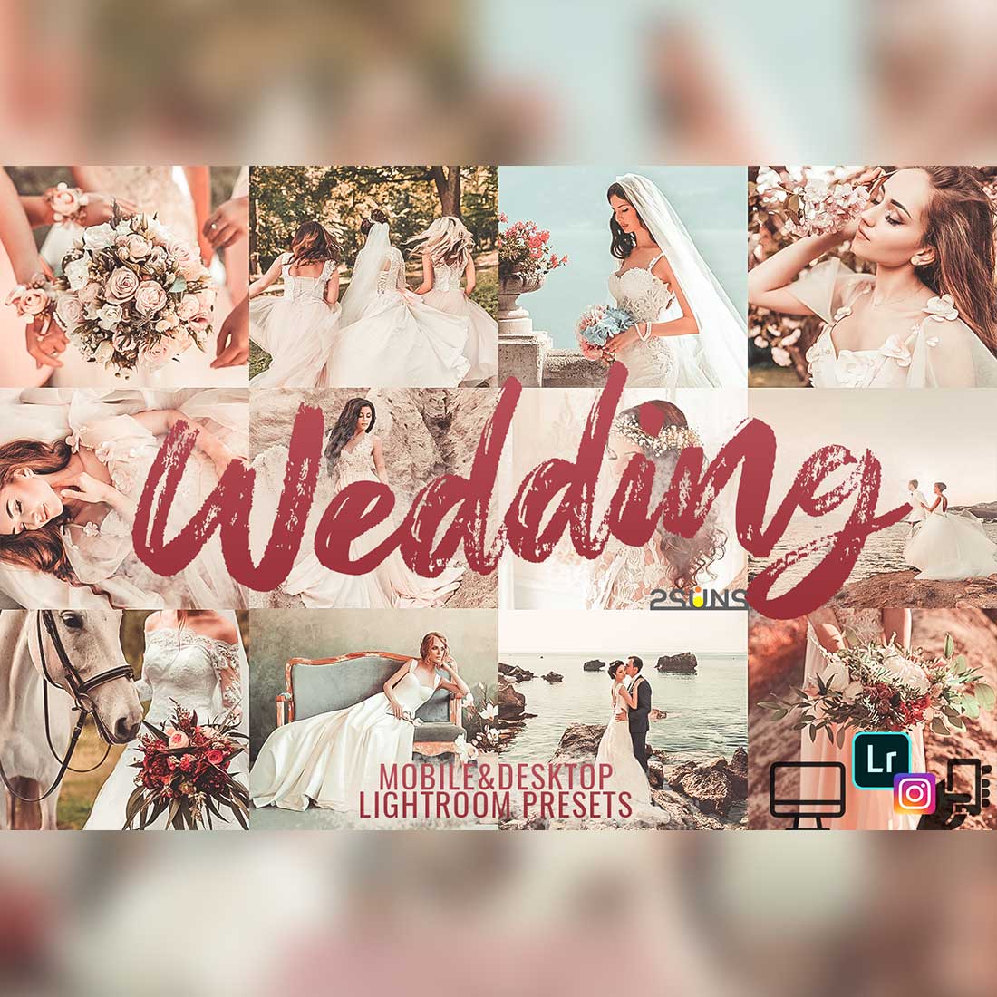 Bright Wedding Instagram Lightroom Presets Cover Image.