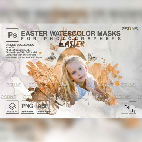 Easter Watercolor Overlay Photoshop Overlay Cover Image.