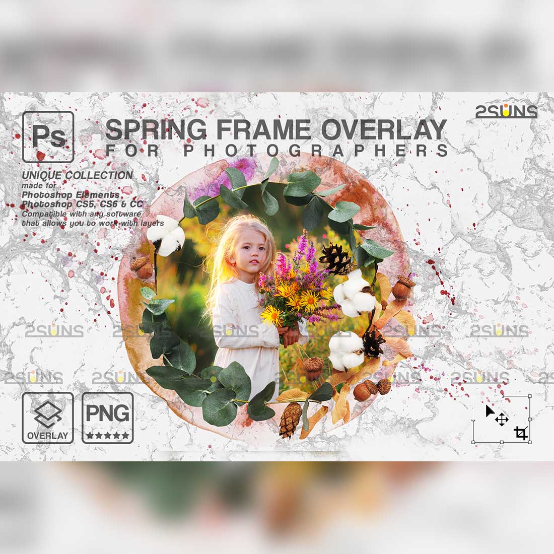 Easter Spring Flower Digital Frames Overlay Cover Image.