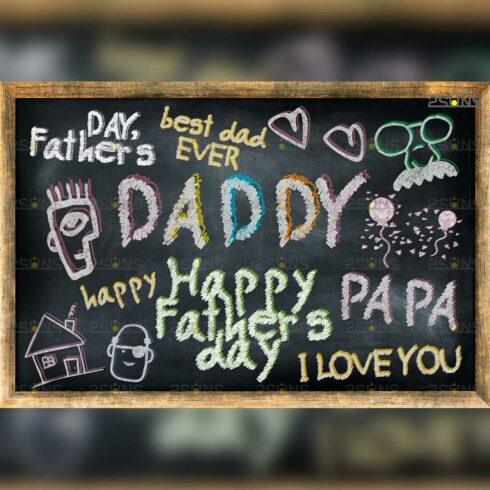 Fathers Day Sidewalk Chalkboard Art Overlay Cover Image.