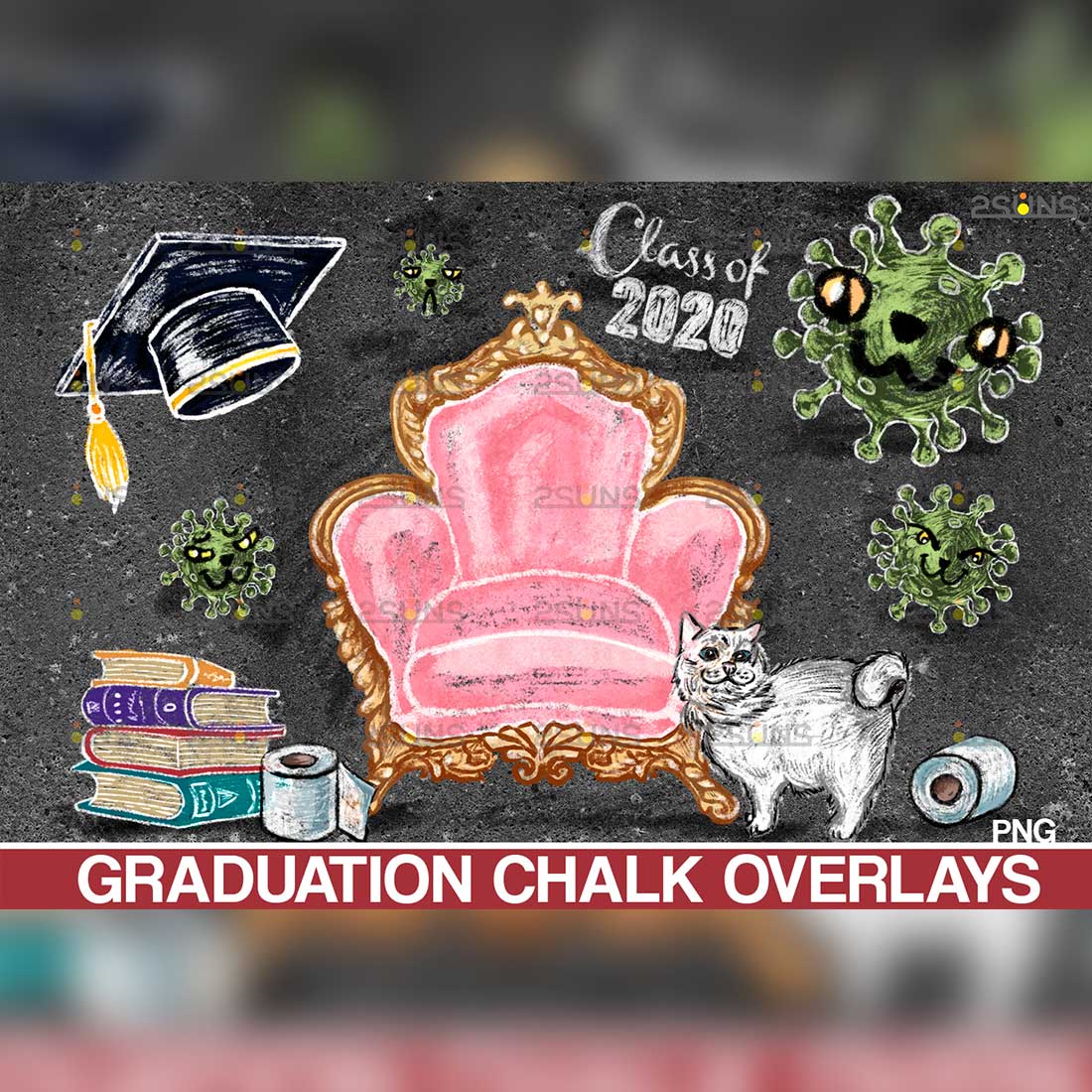 Graduation Sidewalk Chalk Art Overlays cover image.