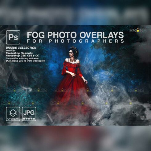 Smoke Backgrounds Photoshop Overlay Cover Image.