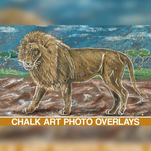 Lion Backdrop And Safari Sidewalk Chalk Art Overlay cover image.