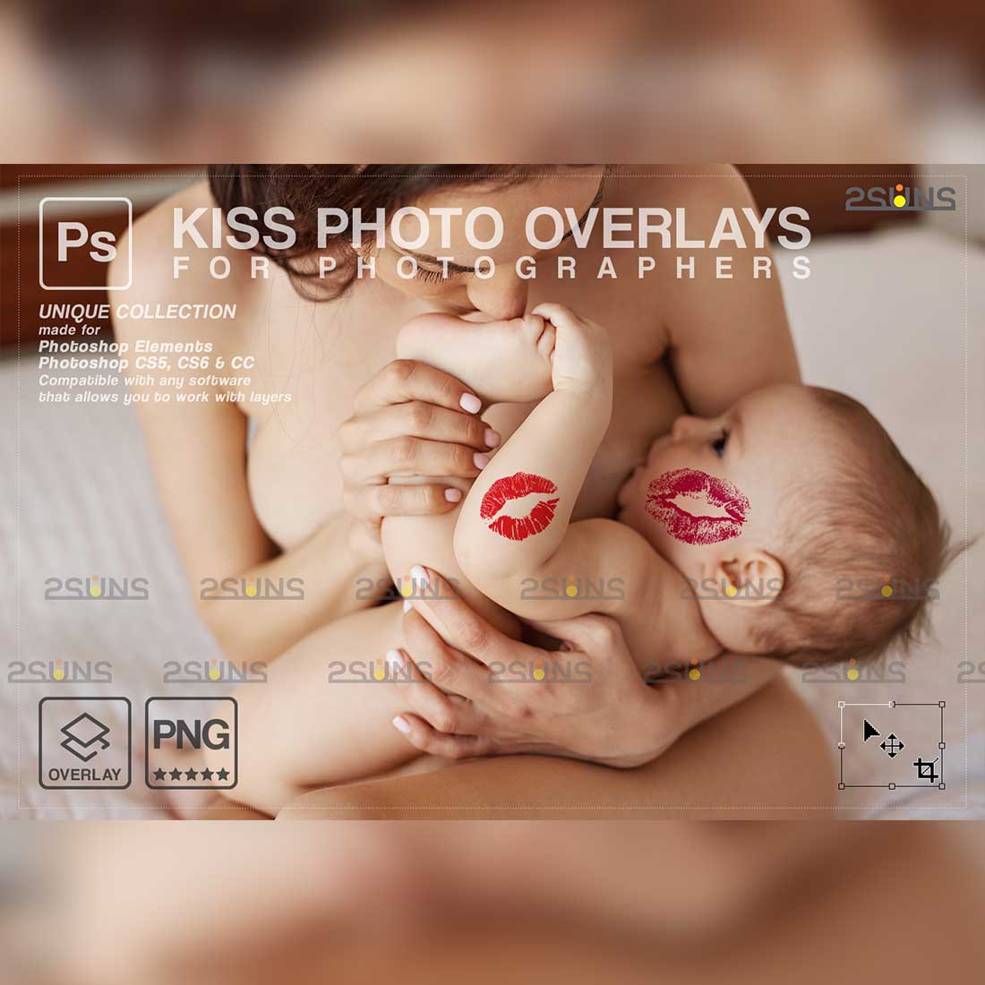 20 Kisses Valentines Bokeh Photo Overlays Cover Image.