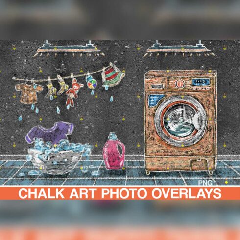 Laundry Backdrop And Washhouse Sidewalk Chalk Art Overlay cover image.