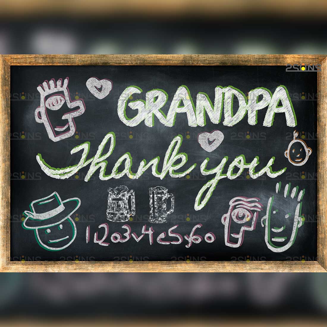 Fathers Day Sidewalk Chalkboard Art Overlay Grandpa.