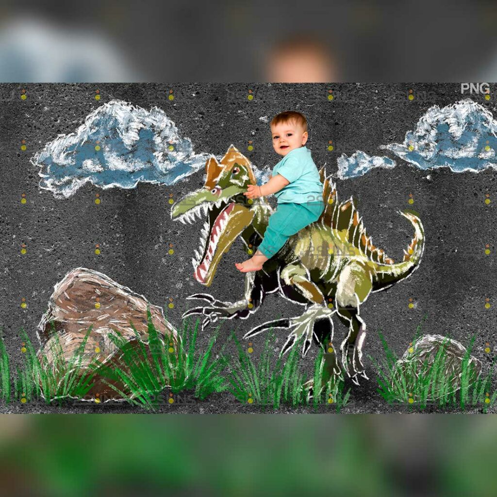 Dinosaurs Chalk art overlays, Dinosaur backdrop MasterBundles