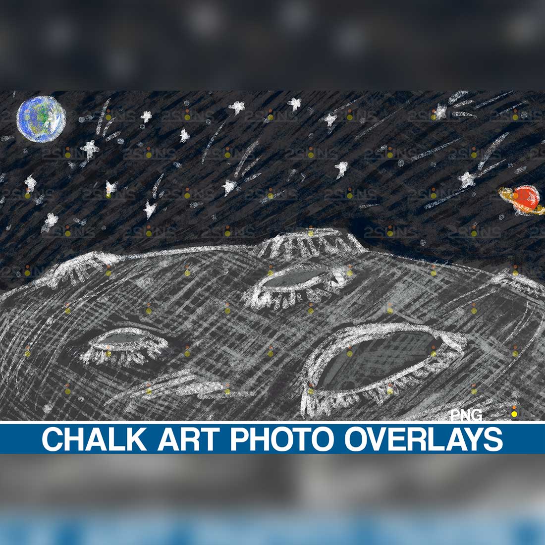 Chalk Art Overlay Space Explorer Photoshop Moon.