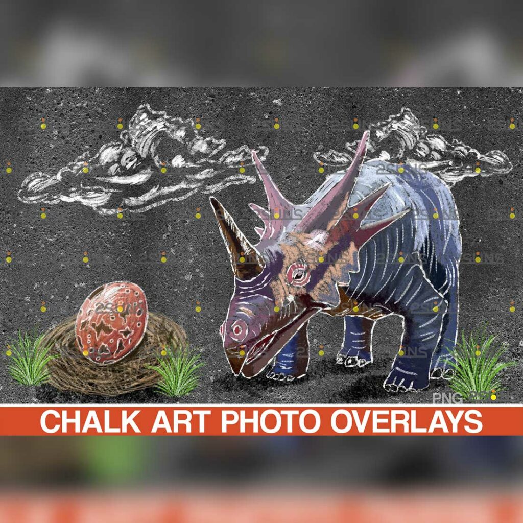 Dinosaurs Chalk art overlays, Dinosaur backdrop MasterBundles