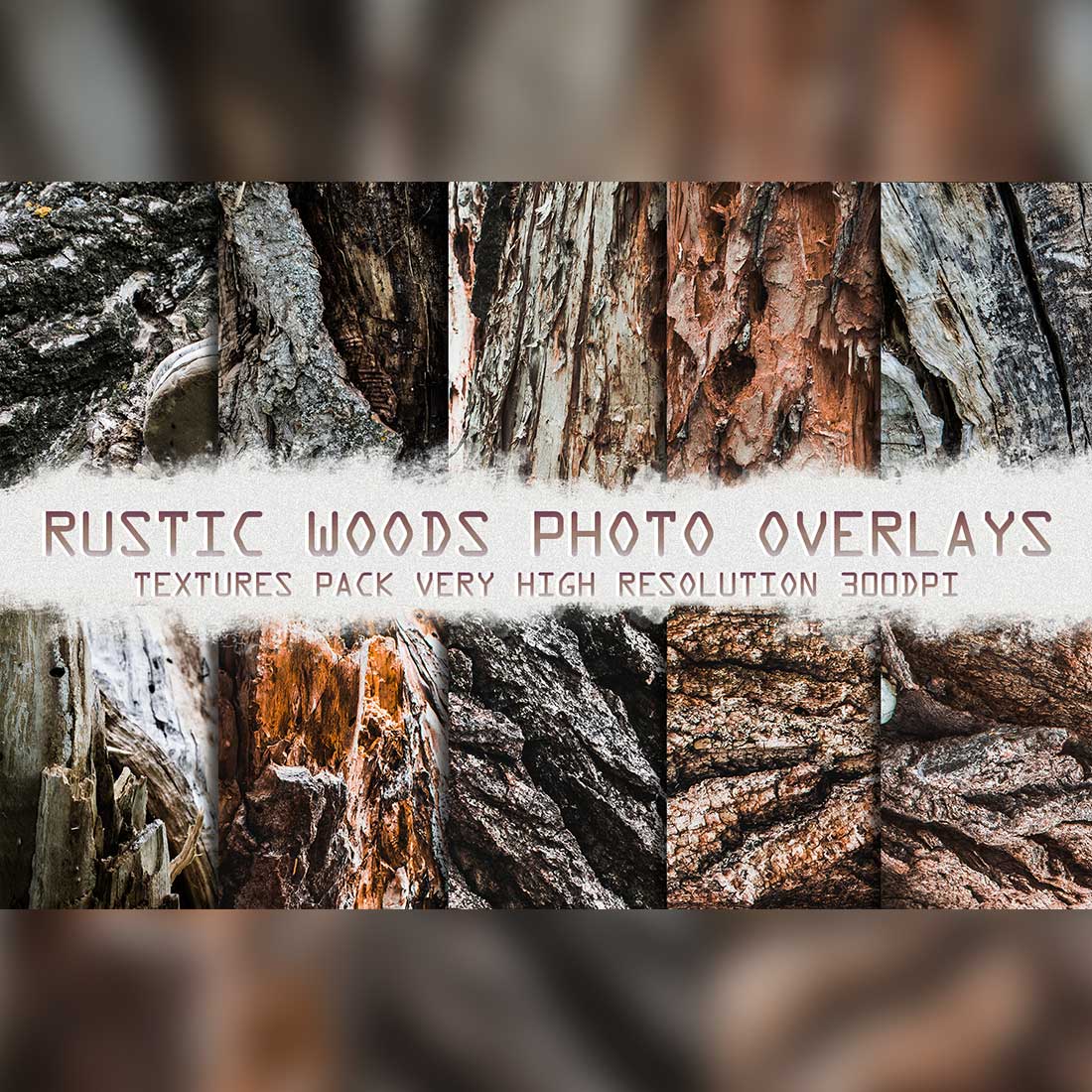 Wood Rustic Tree Overlay Photoshop Textures Preview Image.