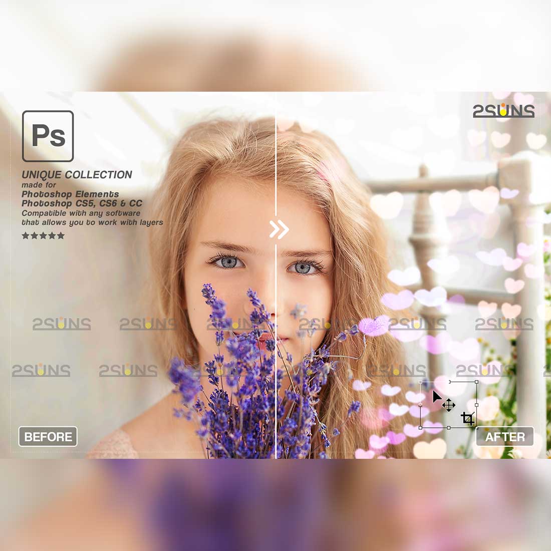 Beautiful Bokeh Light Photoshop Overlays Preview Image.