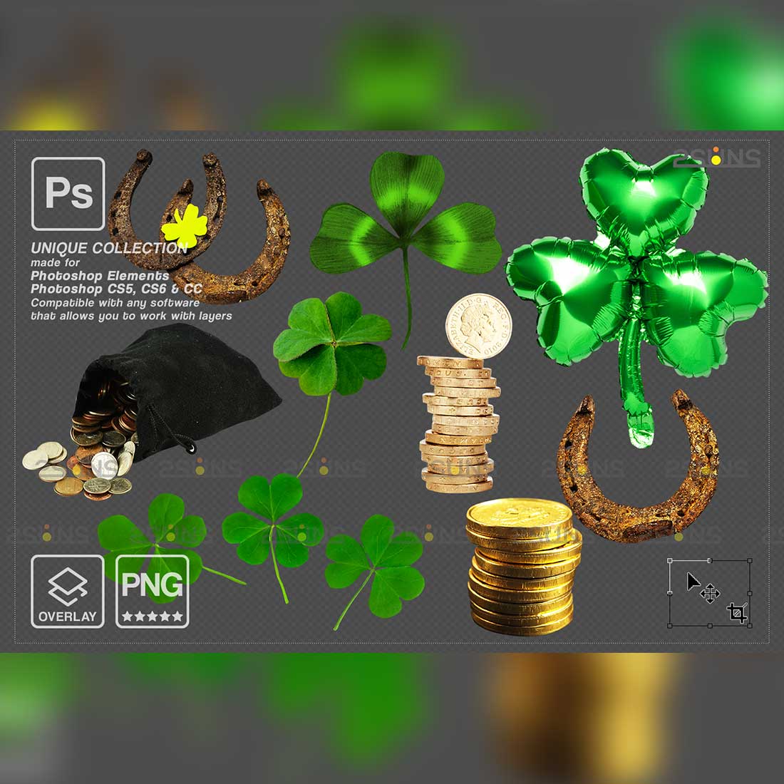 Saint Patricks Day Photoshop Overlay Preview Image.