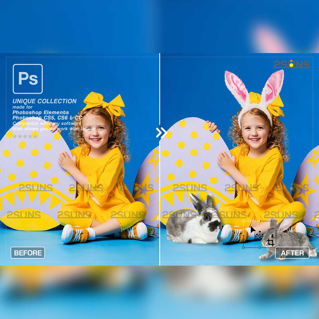 Easter Bunny Photoshop Overlay Preview image.