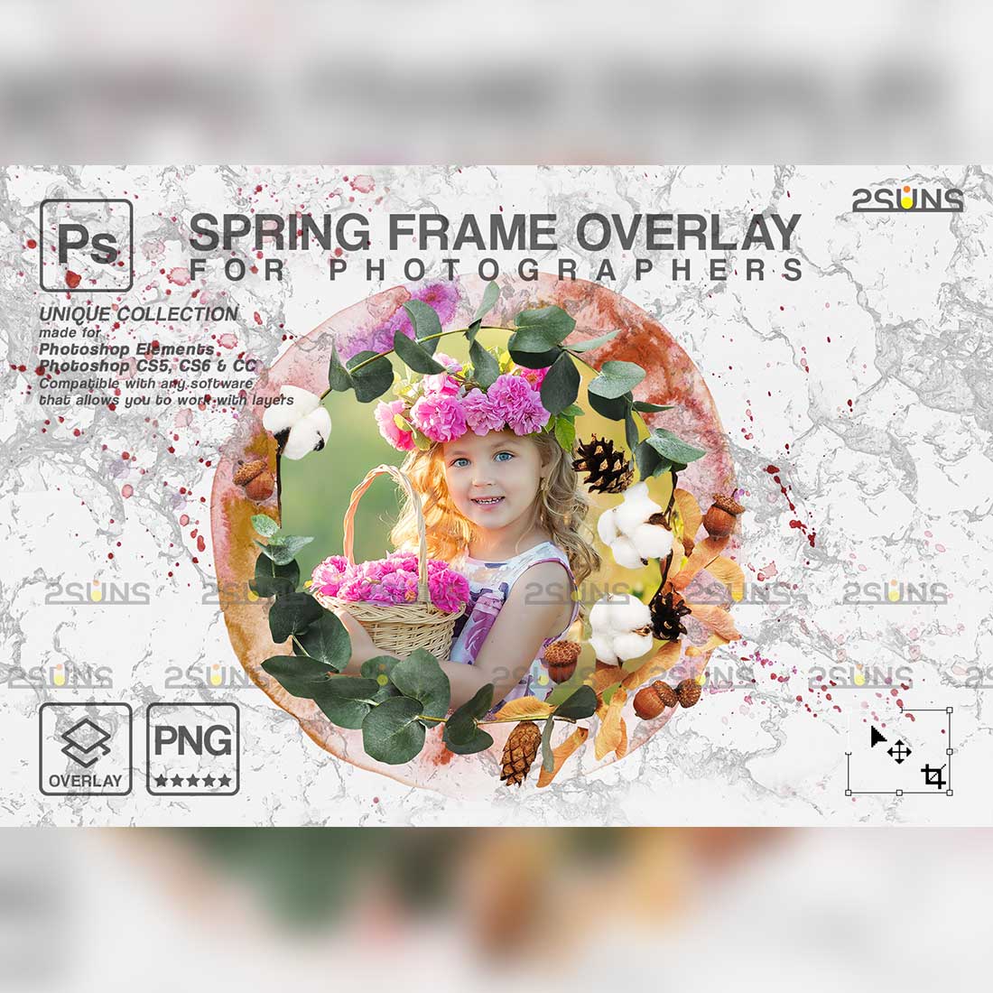 Easter Spring Flower Digital Frames Overlay