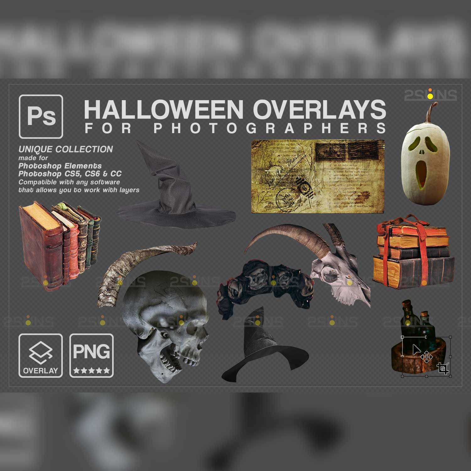Halloween Digital Backdrop Overlays.