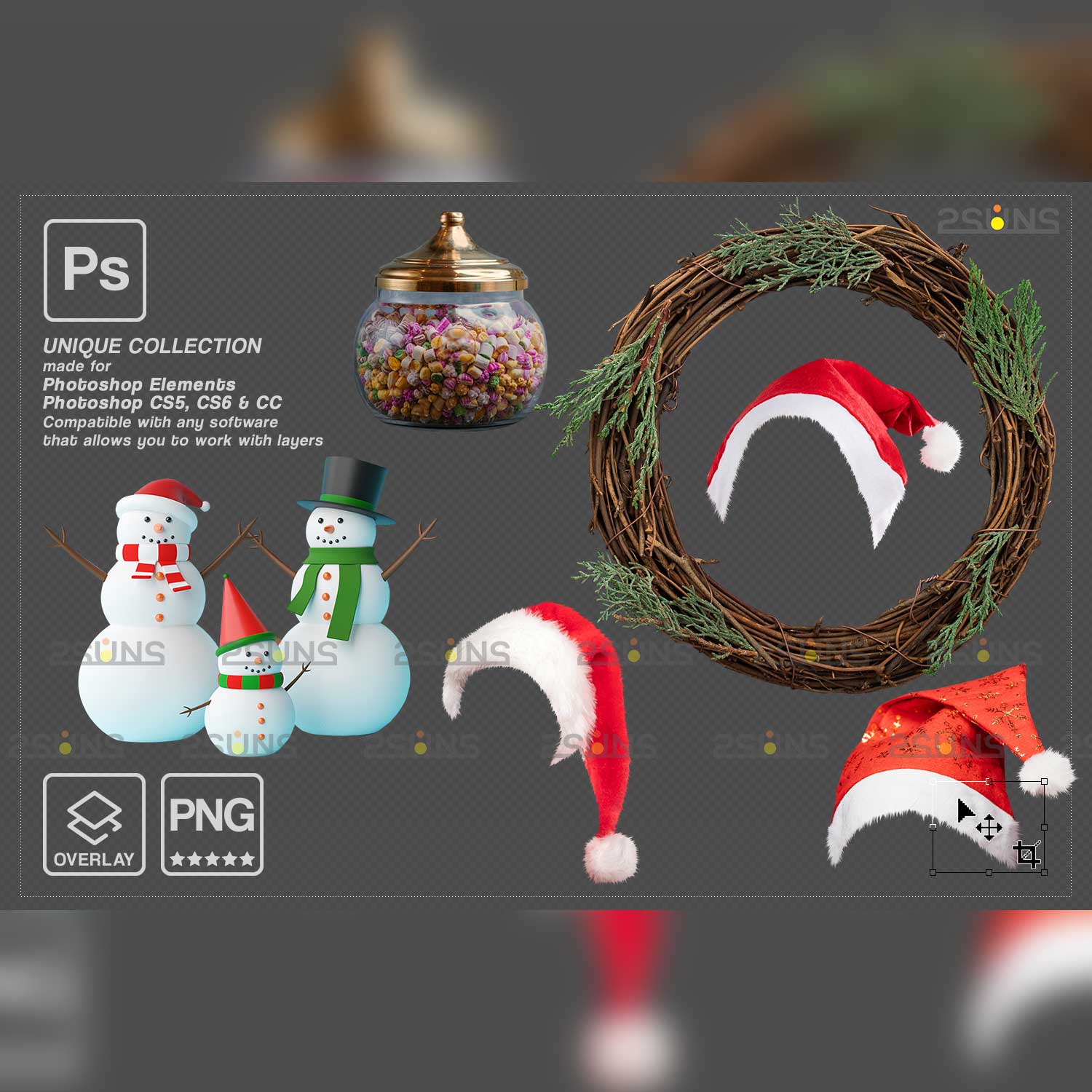 Sparkler Christmas Photoshop Overlays.