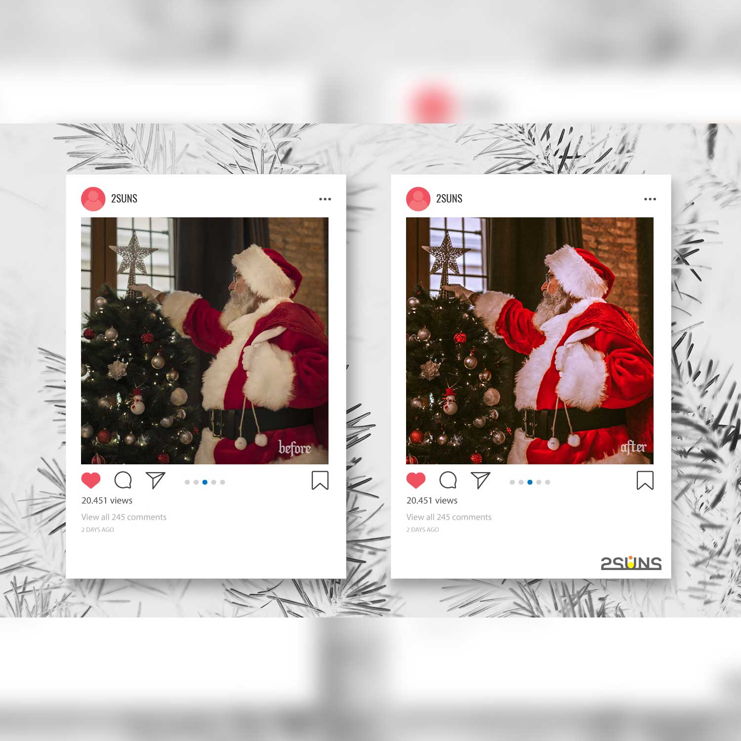Clean Christmas Portrait Lightroom Presets Instagram Post Example.