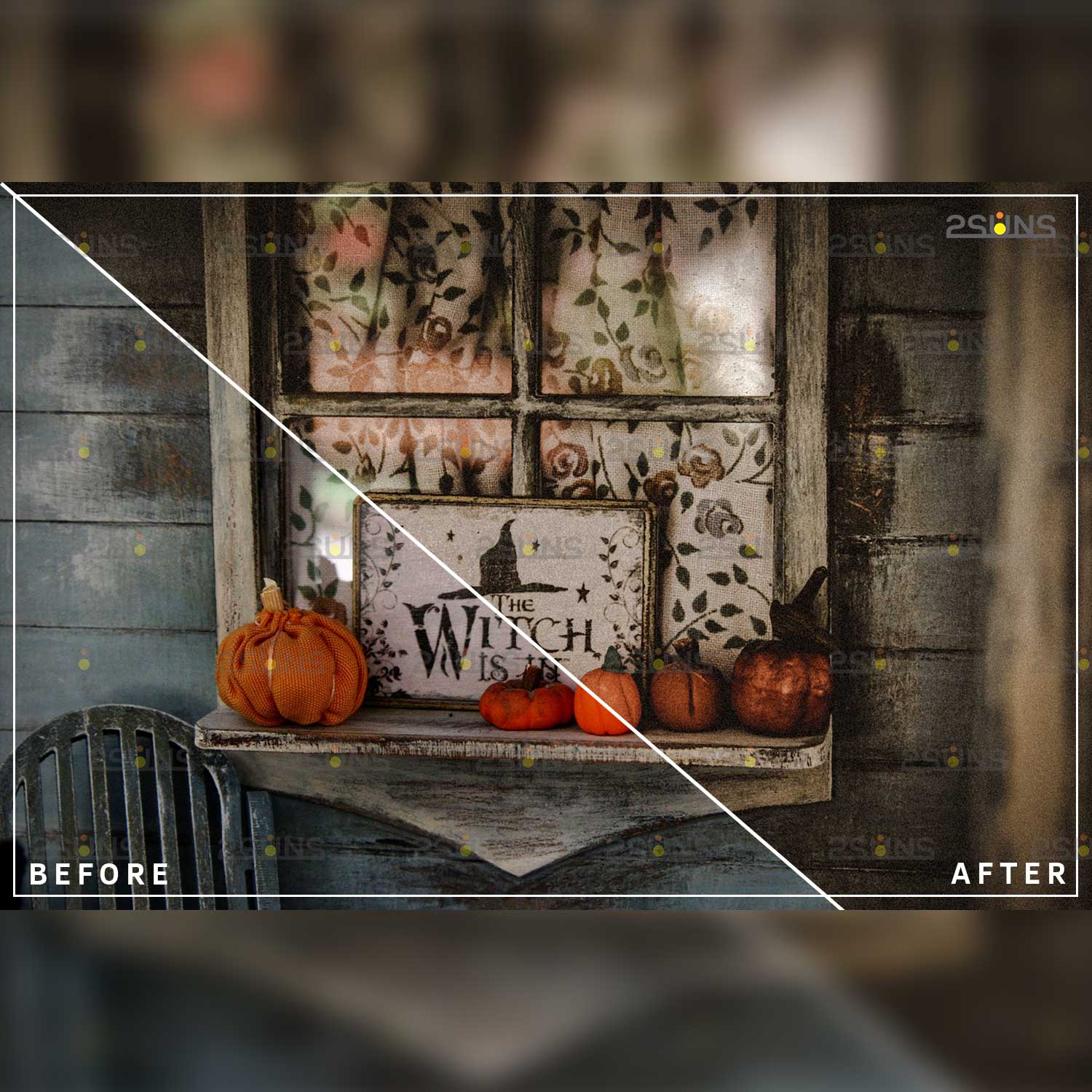 Dark Moody Rustic Film Halloween Lightroom Presets Pumpkin Photo Example.