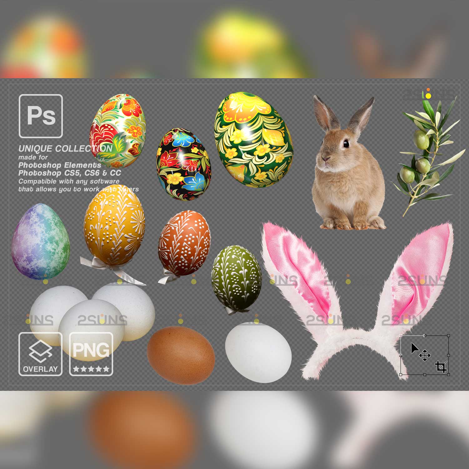 Easter Bunny Photoshop Overlay Easter Elements.