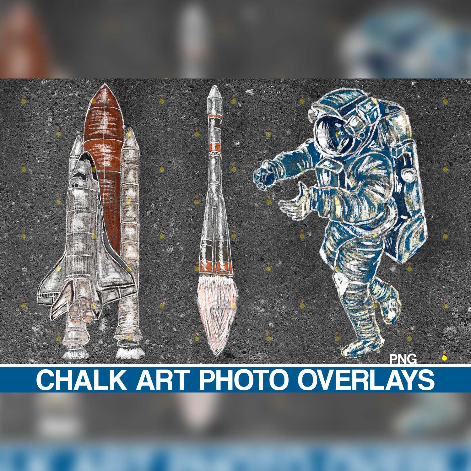 Chalk Art Overlay Space Explorer Photoshop Elements.