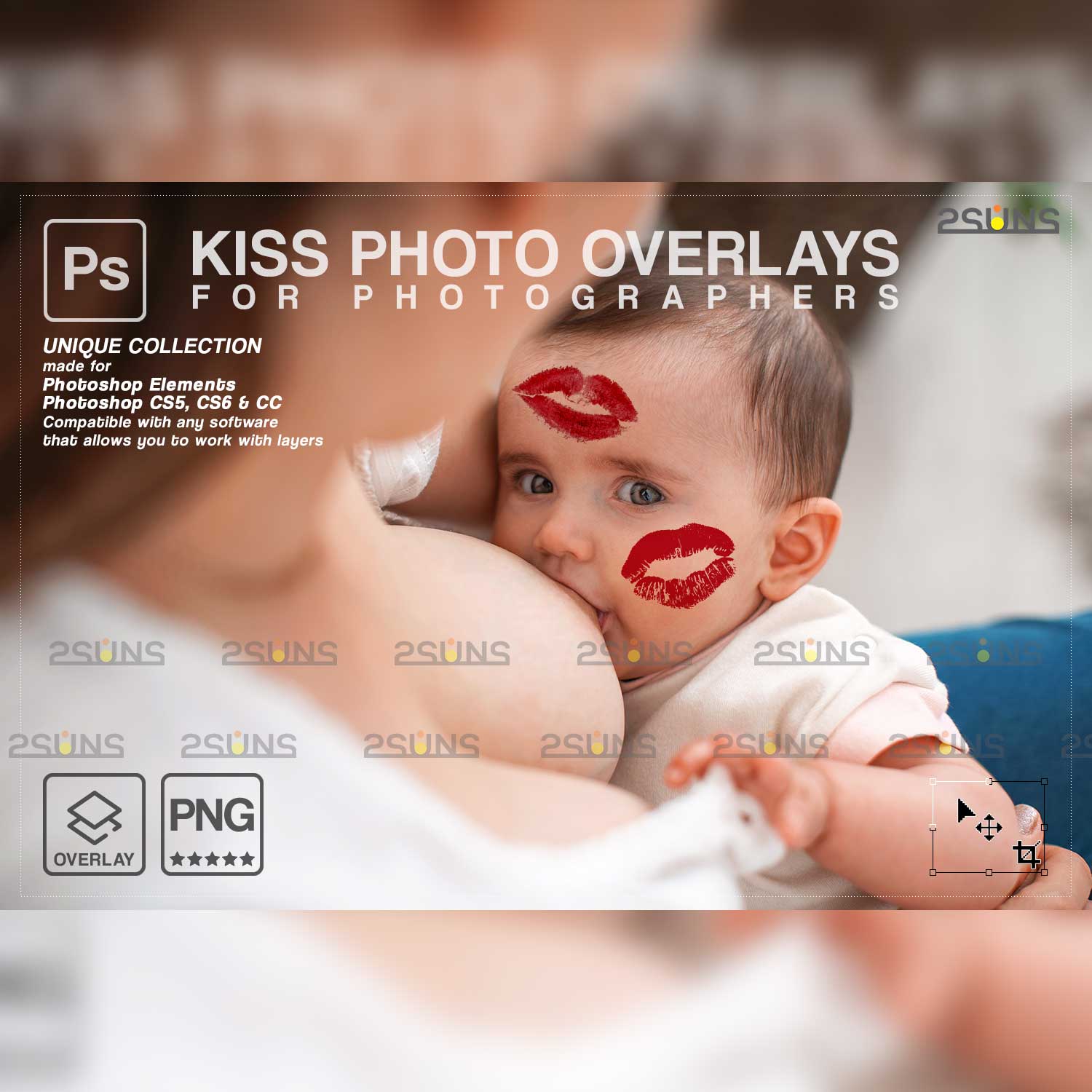 20 Kisses Valentines Bokeh Photo Overlays.