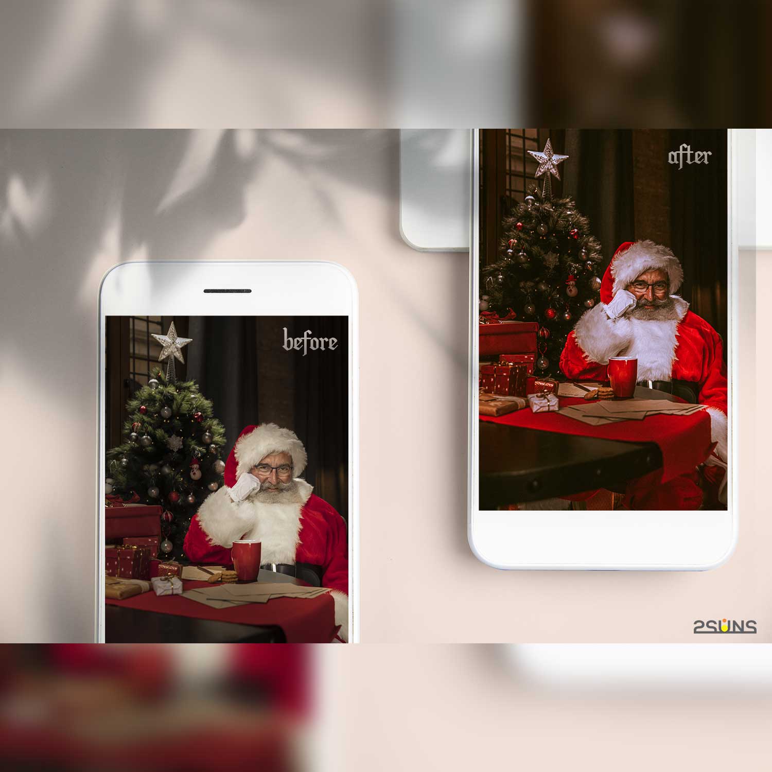 Clean Christmas Portrait Lightroom Presets Phone Example.