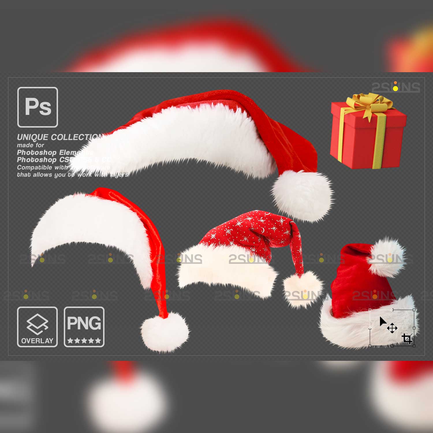 34 Christmas Glitter Photoshop overlays cover image.