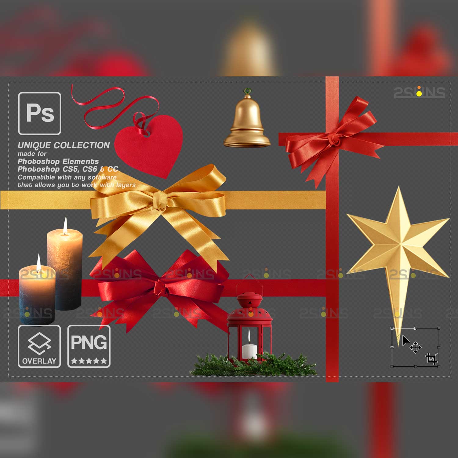 Christmas Light Photoshop Overlays cover image.
