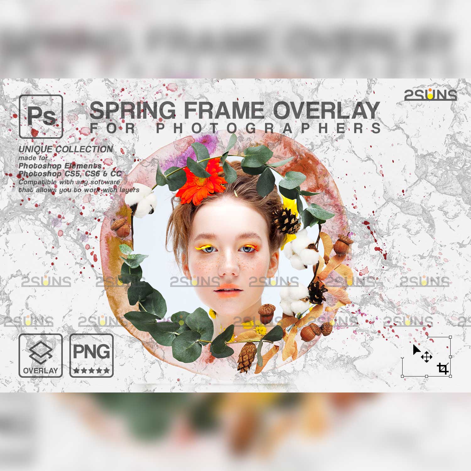 Easter Spring Flower Digital Frames Overlay For Personal.