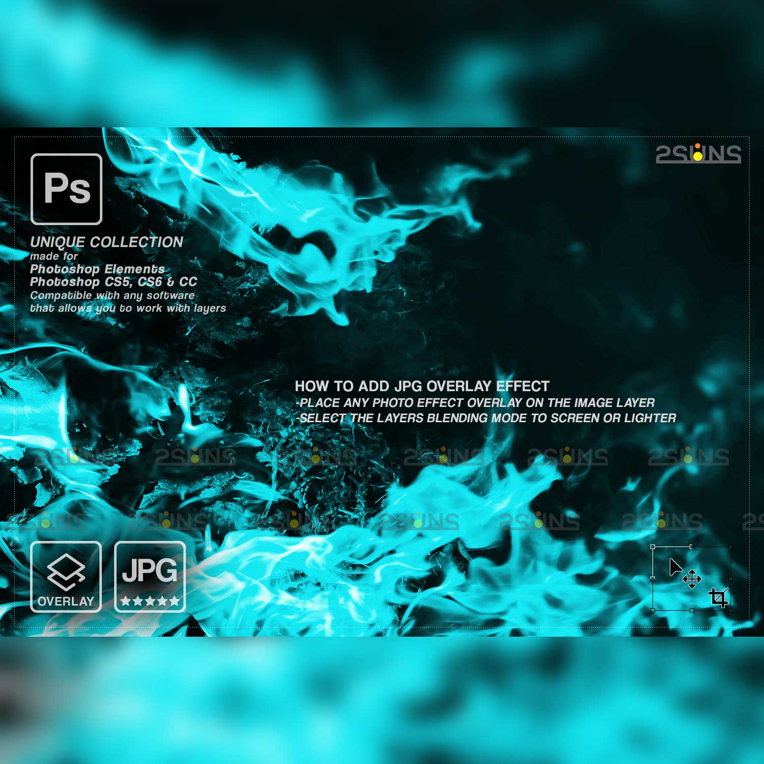 Burn & Neon Fire Backgrounds, Photoshop Overlays cover imagw.