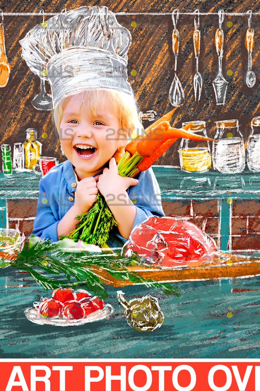 Kitchen Tools Chalk Art Clipart Overlays pinterest image.