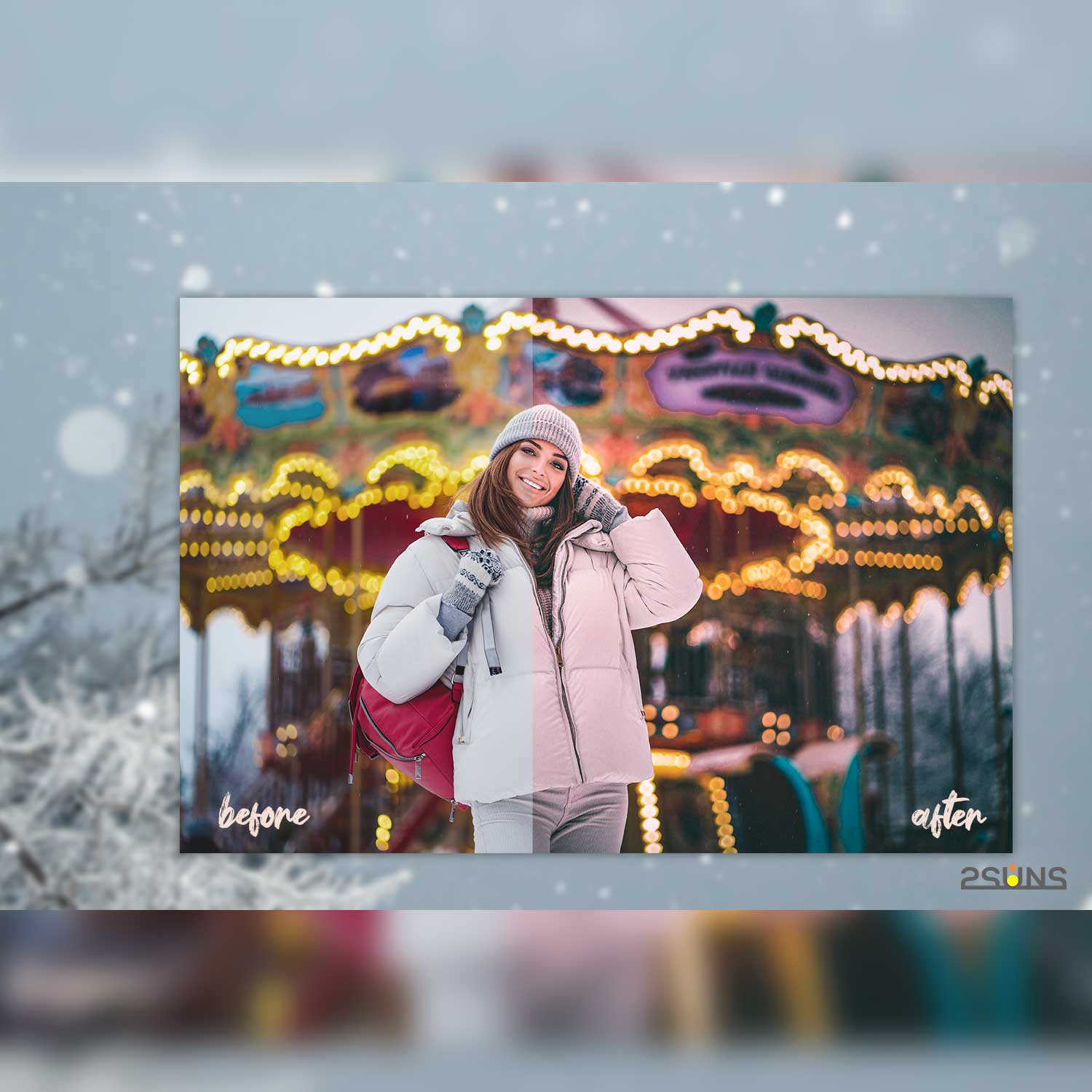 New Year And Christmas Winter Lightroom Presets Girl Portrait Example.