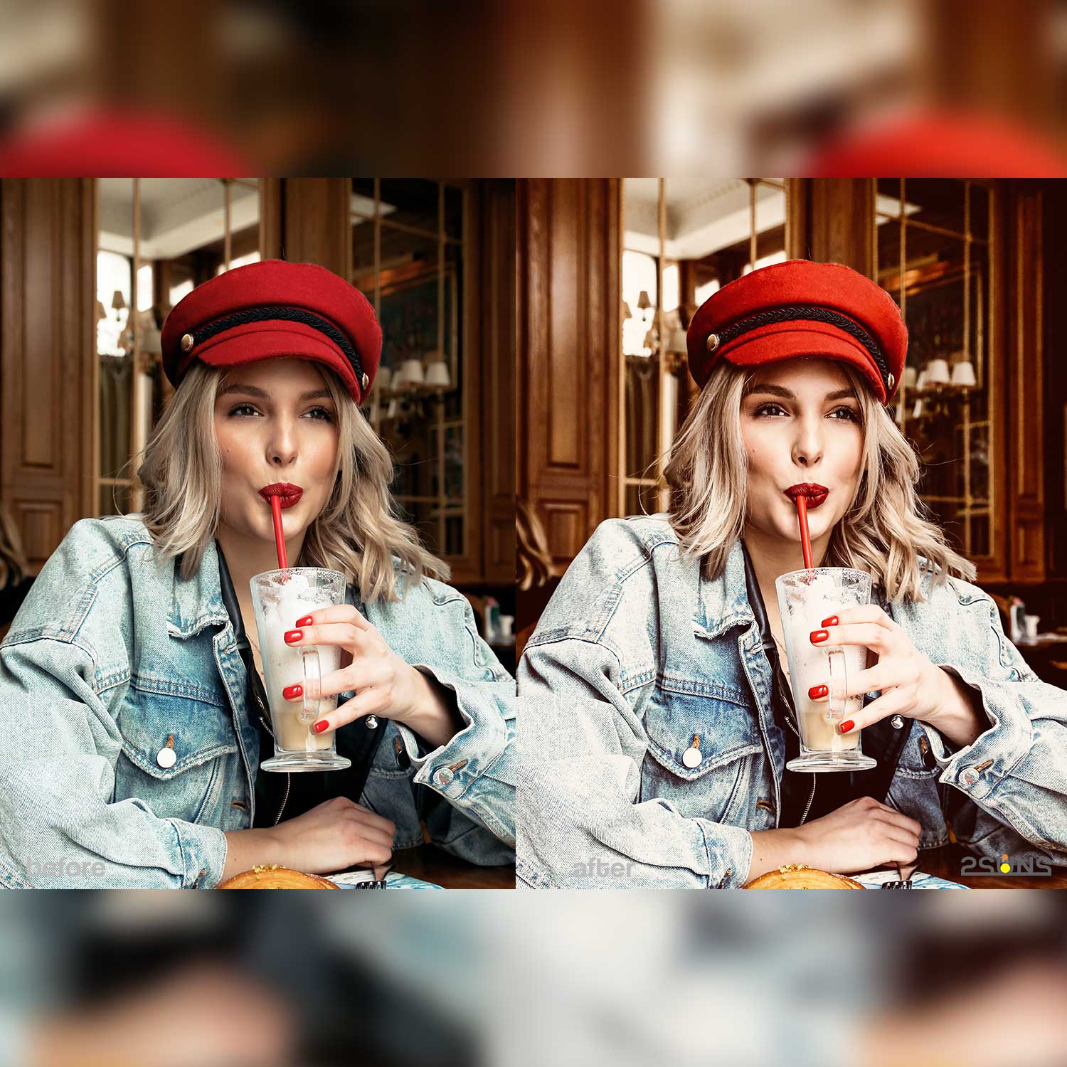 Bright Portrait Travel And Food Instagram Lightroom Presets Girl Drinking Cocktail Example.