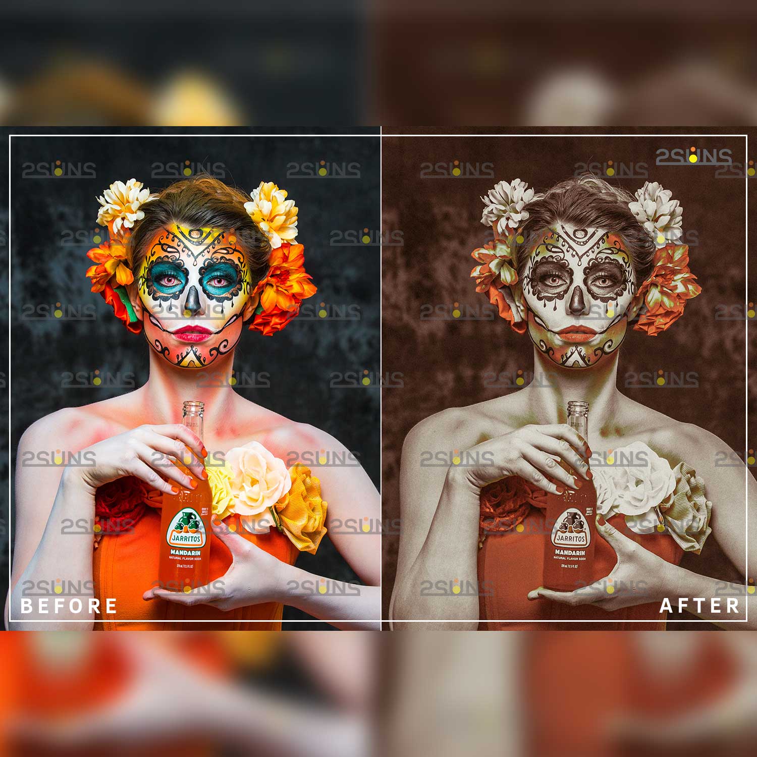 Grainy Film Halloween Lightroom Presets Before And After Example.
