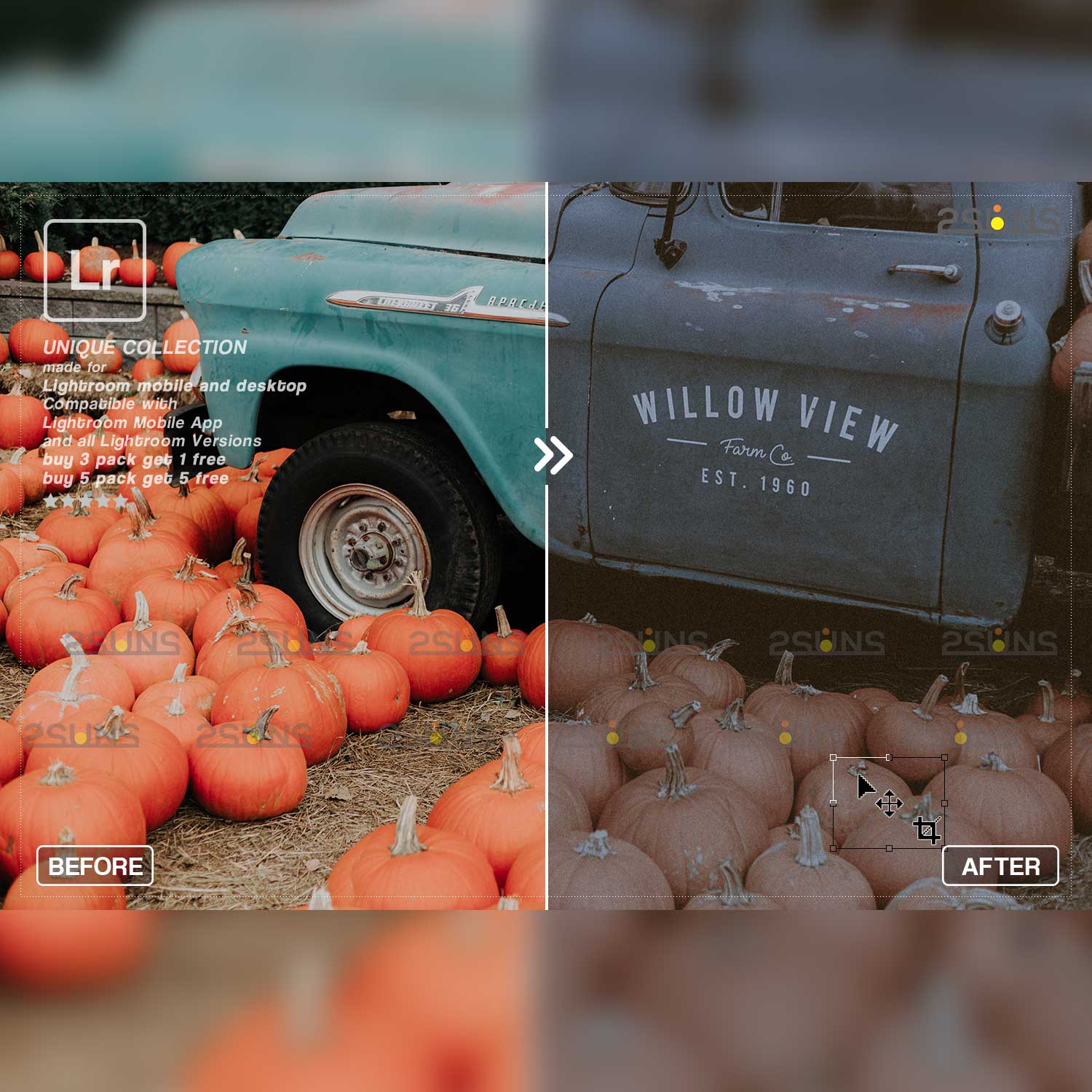 Rustic Halloween Warm Film Lightroom Presets Car And Pumpkin Example.