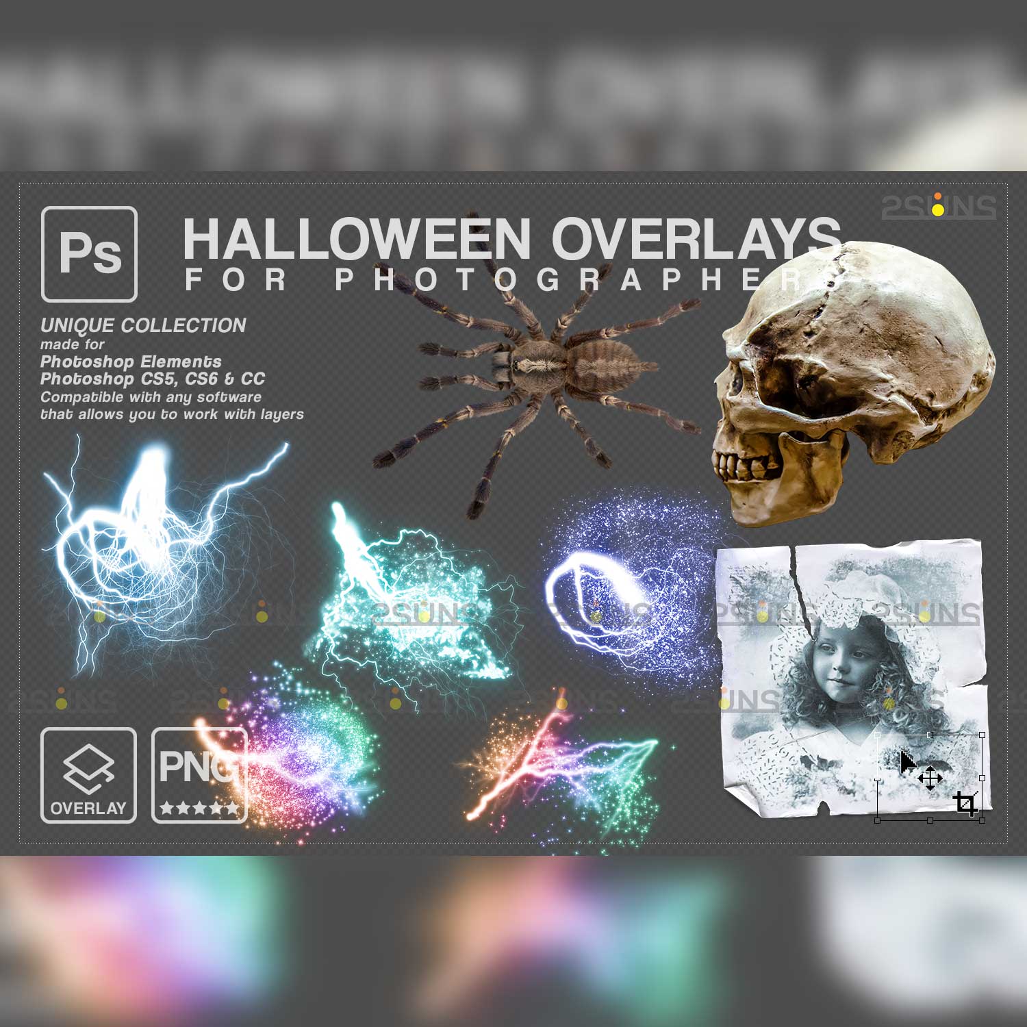Halloween Photoshop Overlays cover image.