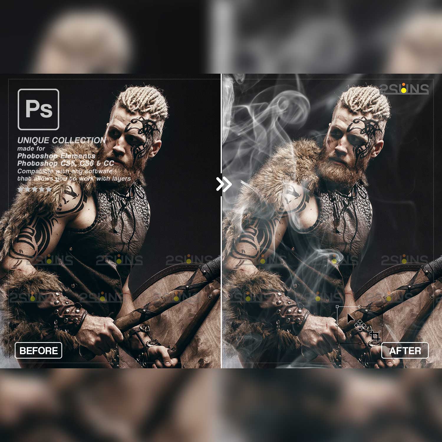 Smoke Backgrounds Photoshop Overlay Example.