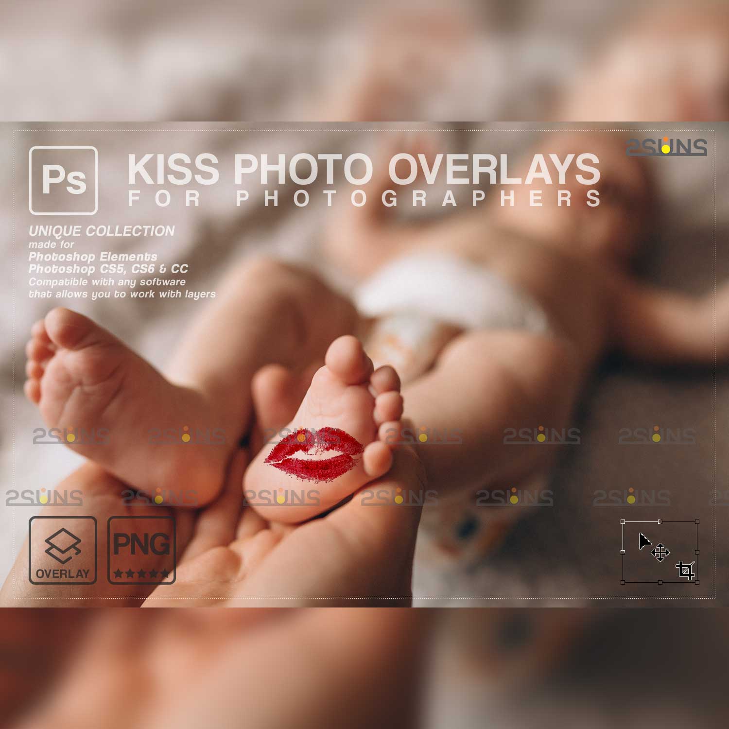 20 Kisses Valentines Bokeh Photo Overlays Baby.