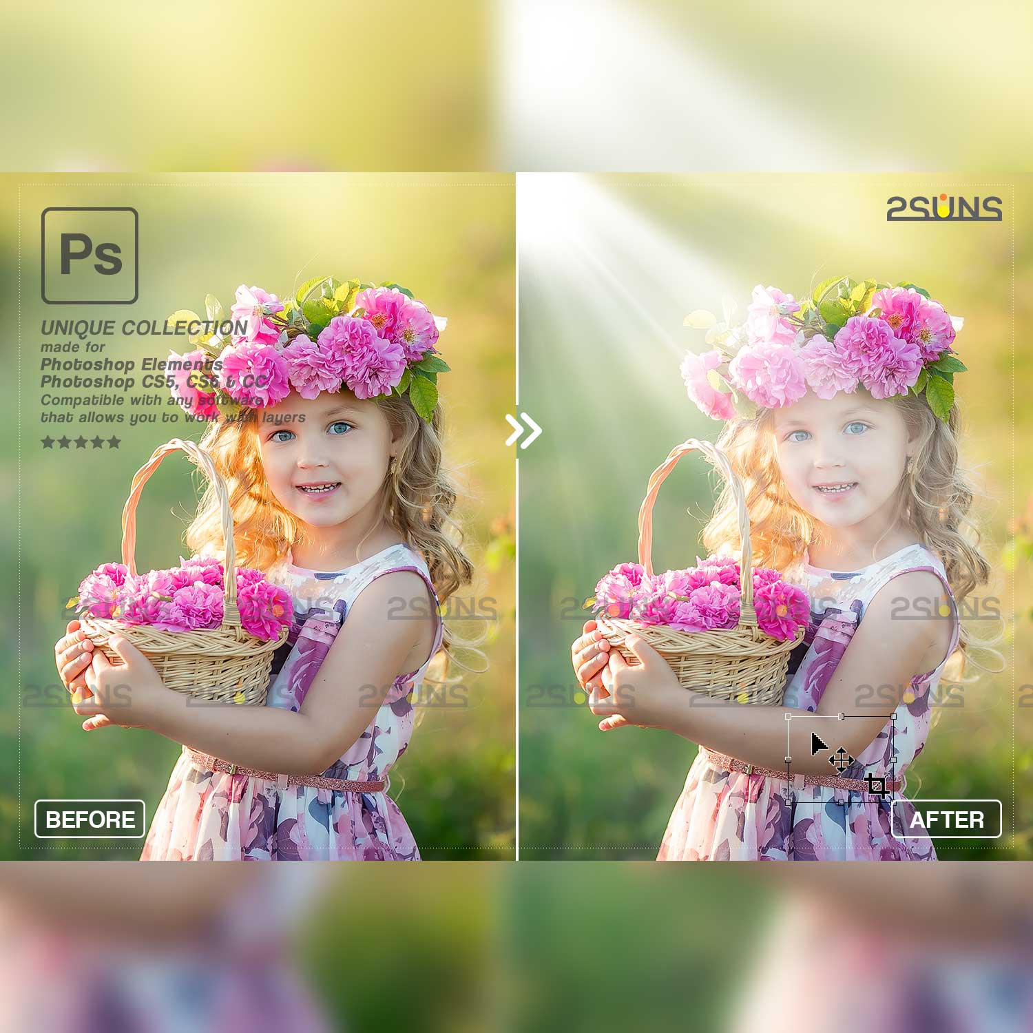 Sun Flares And Sunlight Photoshop Overlays Girl.