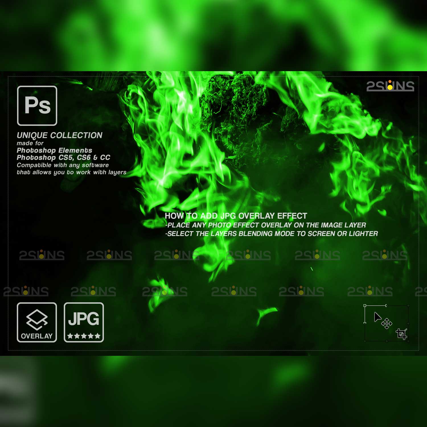 Neon Fire Backgrounds & Overlays previews.