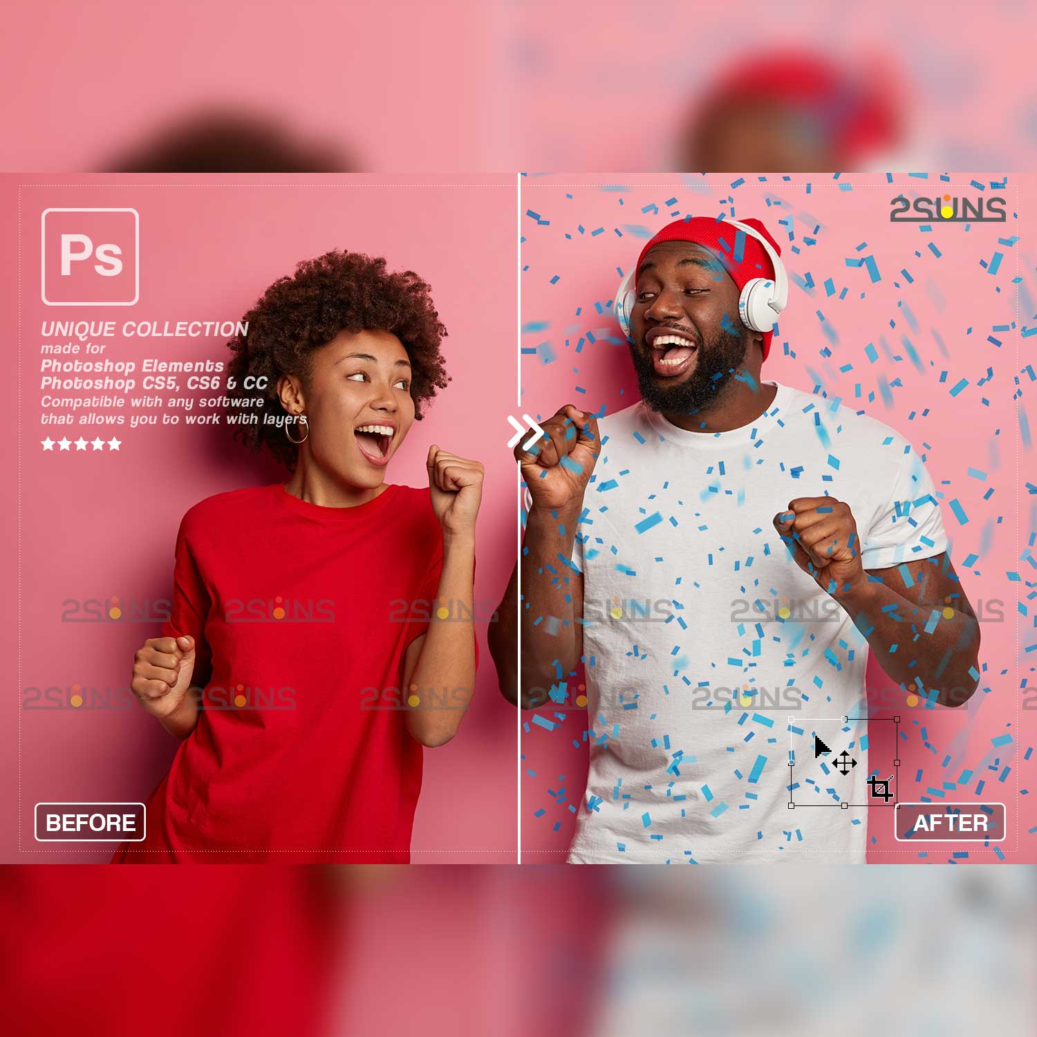 Gender Reveal Confetti Photoshop Overlay Singing people.
