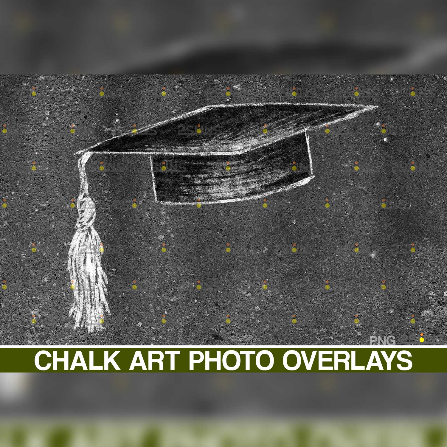 Overlay Graduation Sidewalk Chalk Art Hat.