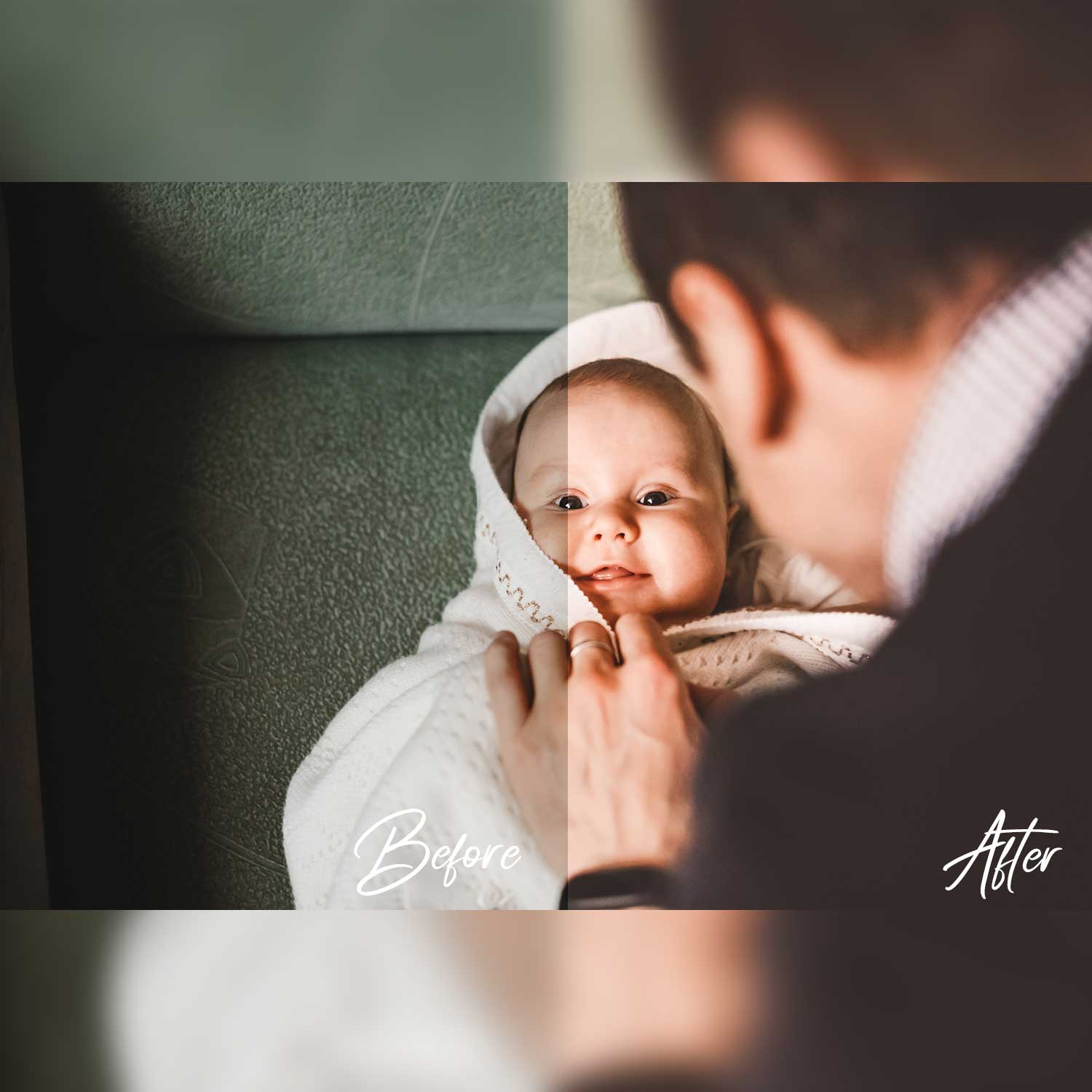 Clean And Bright Portrait Lightroom Presets Father And Baby Example.